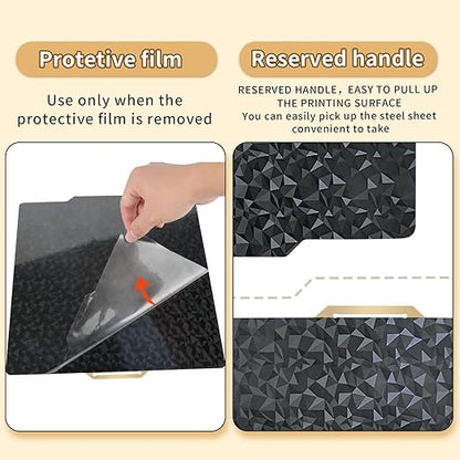 PEO+PEI Build Plate for Bambu Lab X1C/X1/P1P/P1S/P2S/A1, 257x257mm Double Sided PEO+PEI Spring Steel Bed Plate Flexible Textured Print Bed for Bambulab 3D Printers