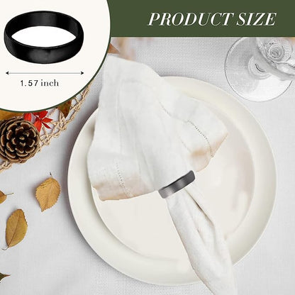 Black Napkin Rings-10 Pcs Stainless Steel Napkin Rings | Metal Napkin Ring - Image 2