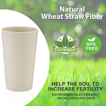 Mfacoy Wheat Straw Cups Set of 6, 20 oz Unbreakable Reusable Stackable Tumbler - Image 4