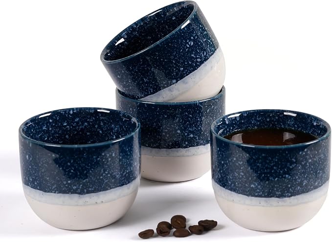 Ceramic Espresso Cups Set of 4, Double Walled Espresso Coffee Mugs by TryitBuyitYoulllikeit