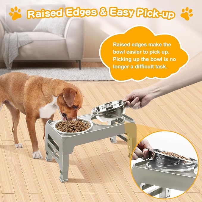 Elevated Dog Bowls for Small Dogs 3 Height Adjustable Raised Dog Bowl Stand - Image 5