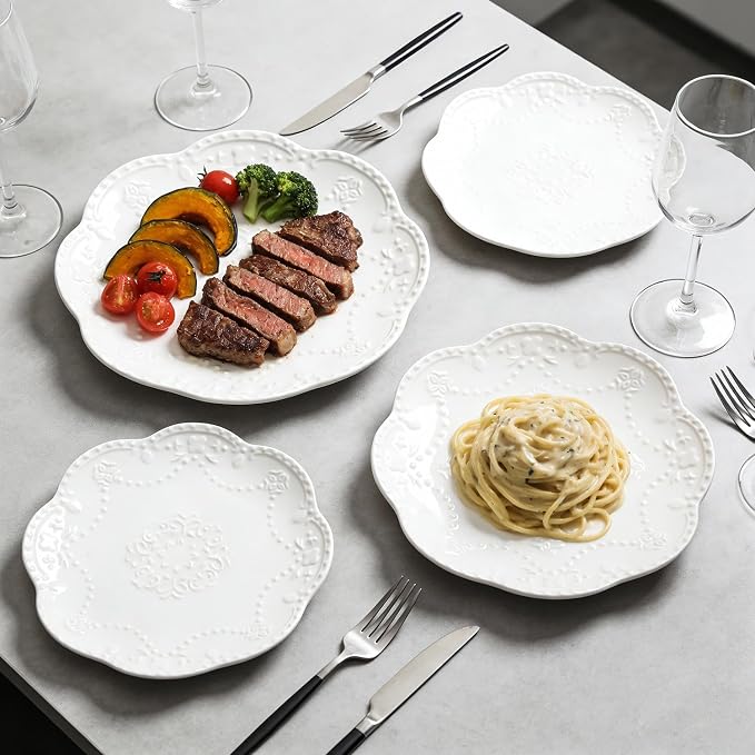 Gaolinci European Palace Series Lace Embossed Ceramic Dinner Plate - Image 4