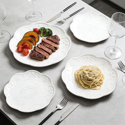Gaolinci European Palace Series Lace Embossed Ceramic Dinner Plate - Image 4
