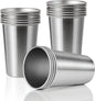 16 Pack 16oz Stainless Steel Pint Cup,Healthy Unbreakable and Stackable,Metal Drinking Glasses