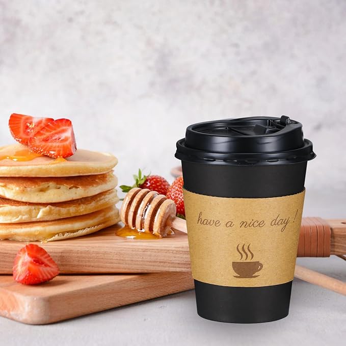 Lamosi 12 oz Coffee Cups 50 Pack, Disposable To Go Paper Cups - Image 3