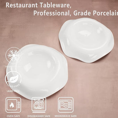Soup Bowls, Pasta Bowls Rimmed Plates, Porcelain Wide Rim Bowls, 6 Oz, - Image 3