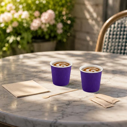 Restaurantware Ripple Wall Coffee Cups 500 Count 4 Ounce Insulated Royal Purple - Image 4