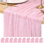 Pesonlook Cheesecloth Table Runner Light Pink, 10 Pack 17.7x108 inch, Long | by Pesonlook