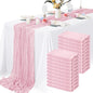 8 Pack Light Pink Cheesecloth Table Runner 10FT Long Boho Gauze Fabric Table by Lamshionow