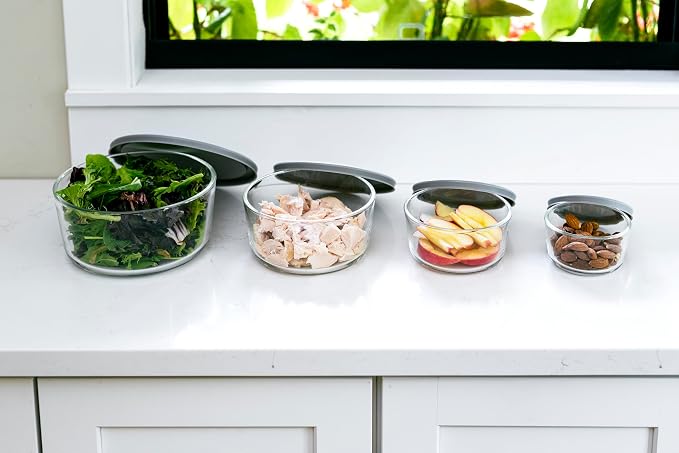 8-Piece Glass Food Storage Containers Set | Round, Microwave & Dishwasher Safe - Image 4