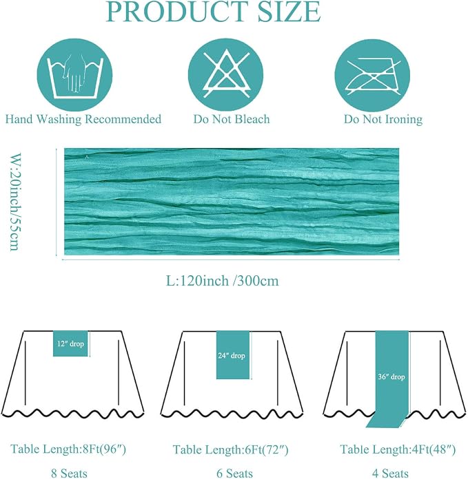 12Pack Teal Green Cheesecloth Table Runner 20x120 inch Gauze Table Runner | - Image 3