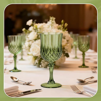 7OZ Plastic Wine Glasses, Reusable Vintage Goblets Unbreakable Drinking Glasses - Image 3