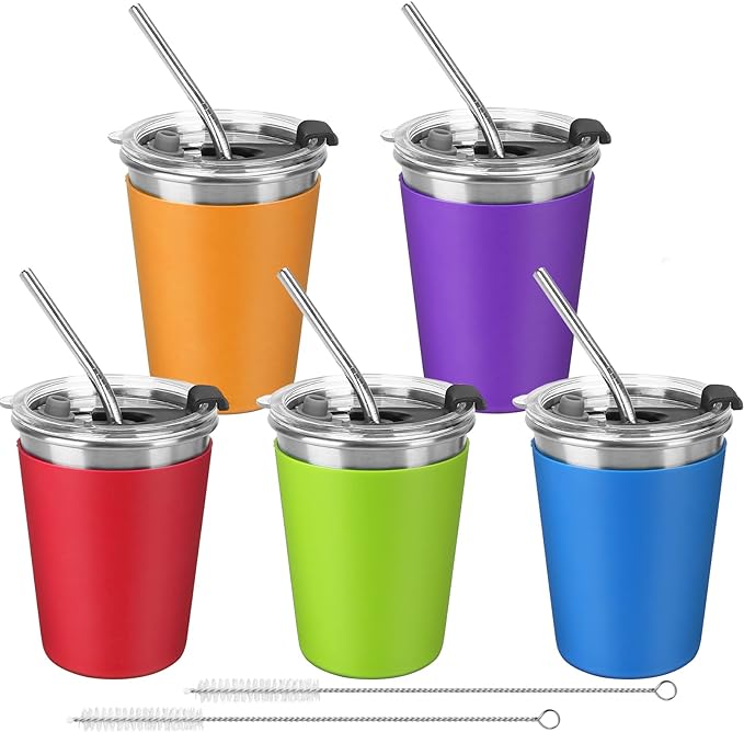 ShineMe Stainless Steel Kids Cups, Straws & Silicone Sleeves, BPA Free by ShineMe