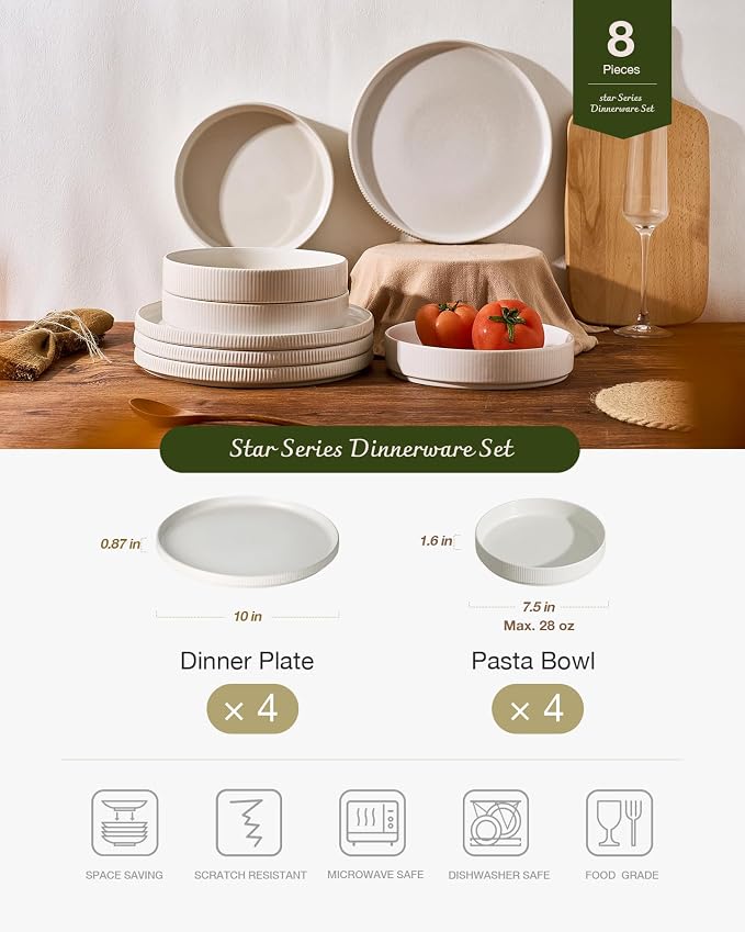 Famiware Star Stoneware Dinnerware Set, 8-Piece Dishes - Image 2