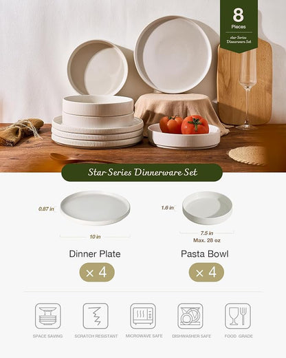 Famiware Star Stoneware Dinnerware Set, 8-Piece Dishes - Image 2