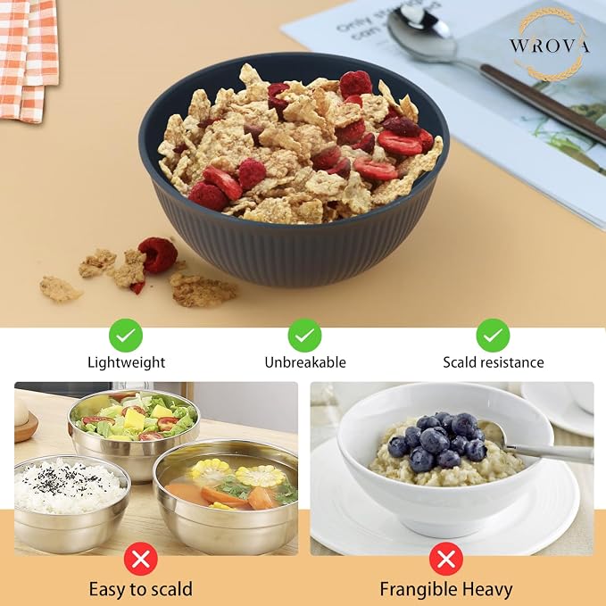 Plastic Bowls Microwave Safe, Wheat Straw Bowls Set, 26 OZ | Unbreakable Cereal - Image 4