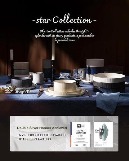 Famiware Star Ceramic Plates and Bowls Sets, Reactive Glaze Dishes - Image 9