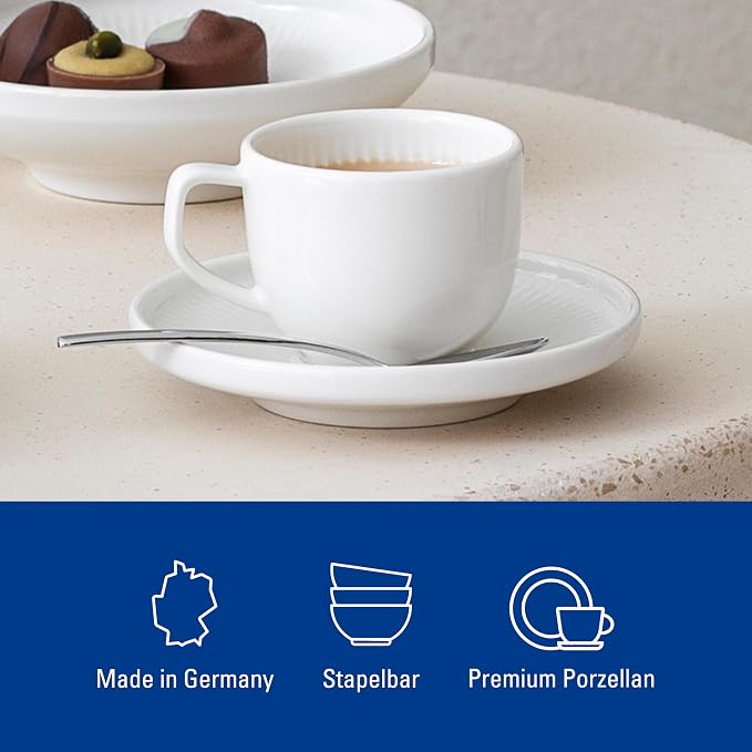 Villeroy & Boch Afina Espresso Cup Saucer, Premium Porcelain, Made in Germany - Image 4