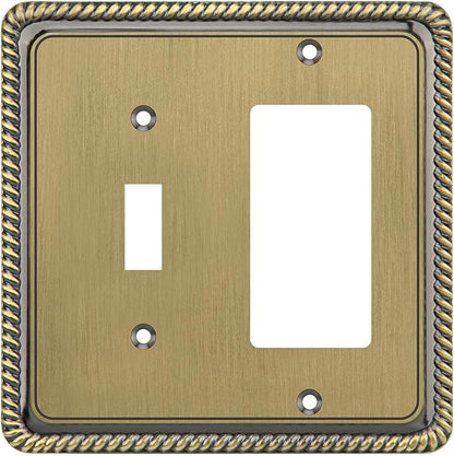 Henne Bery Rope Edge Decorative Wall Plate Switch Plate Outlet Cover (Toggle/Decorator, Antique Brass)