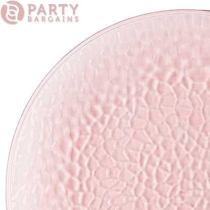 PARTY BARGAINS 13-Inch Charger Plates - 48 Pack, Hammered Pink, Heavy-Duty Disposable Chargers for Elegant Dining - Ideal for Weddings and Formal Events
