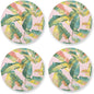 Tropical Banana Leaf Round Coaster 4 Pcs Cork Placemats Hot Pads by KLL