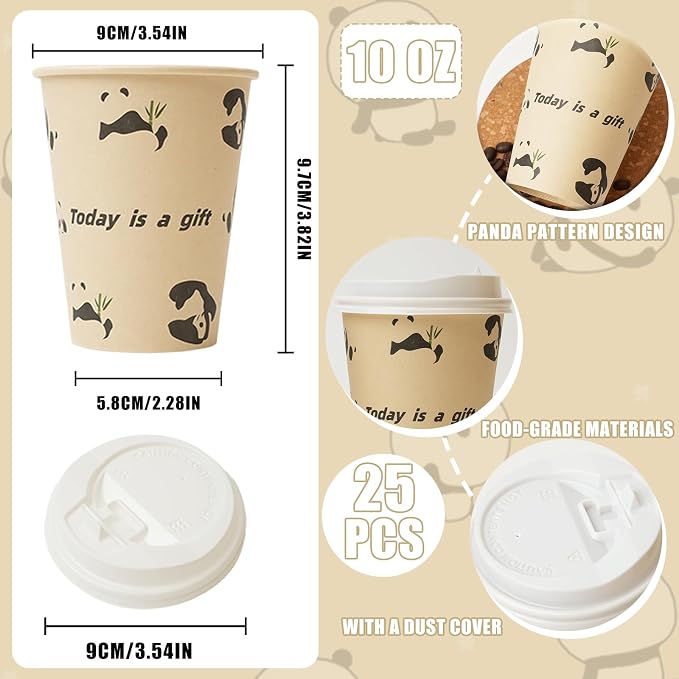 10 OZ 25 Pack Disposable Cups Paper Coffee Cups - Image 2