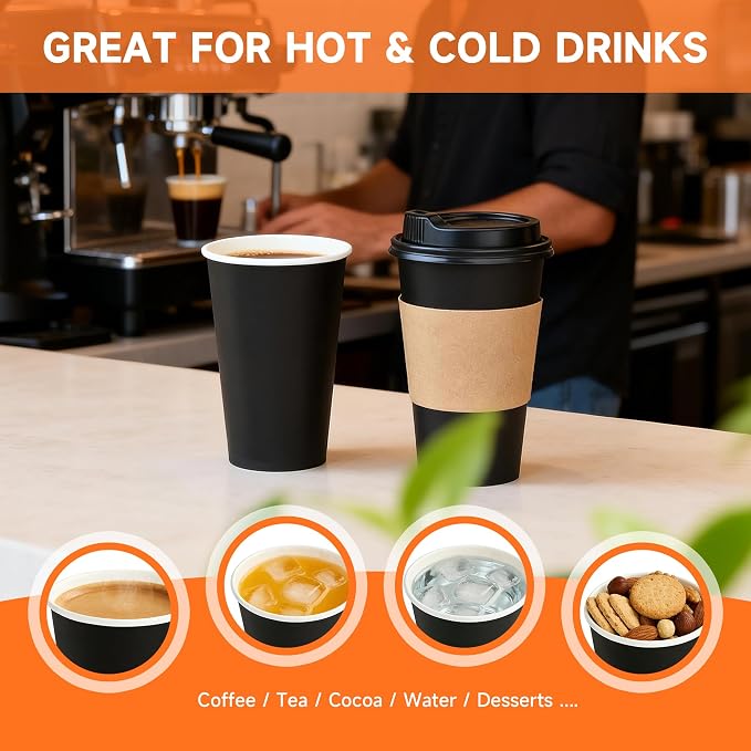 METAPRINT 50 Pack 16 oz Disposable Coffee Cups - Image 7