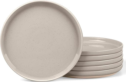 LIANYU 6Pcs Dinner Plates Set, 10.5 Inch Stoneware Kitchen Plates, Large and Round Ceramic Serving Dishes Set for Salad, Steak, Pasta, Stackable, Oven, Microwave & Dishwasher Safe, Milky Brown