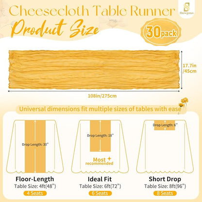 Showgeous 30 Pack Gold Cheesecloth Table Runner, 17 x 108 Inches | Boho - Image 2