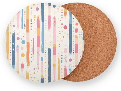 Stripes Tiny Dots Minimalist 4 Pcs Aesthetic Coaster Thick Heat Resistant Mats - Image 2