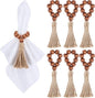 Meplait 6 Pack Wooden Bead Napkin Rings, Boho Farmhouse Table Decor, by Meplait