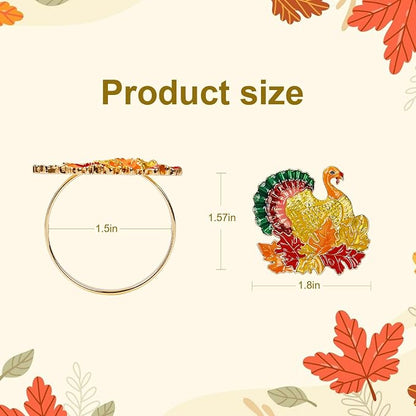 Thanksgiving Turkey Napkin Rings Set of 8, Fall Napkin Rings Metal Napkin - Image 5