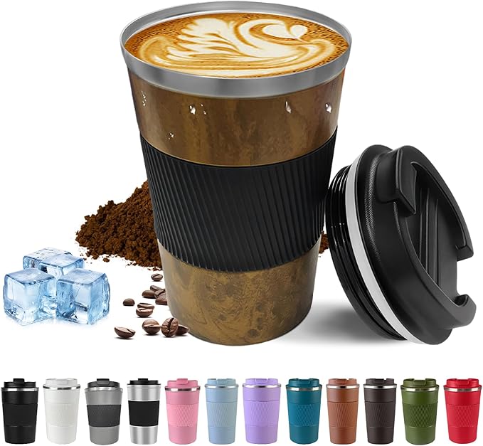 Vacuum Insulated Stainless Steel Travel Coffee Mug, Leak Proof Cup by SPLMIFA