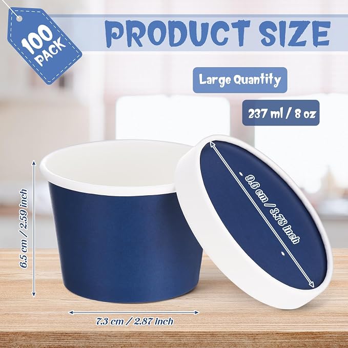 Fulmoon 100 Pack Paper Soup Containers - Image 2