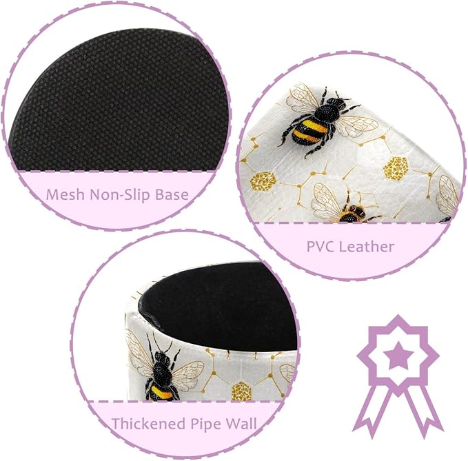 Leather Pen Holder for Desk, Honeycomb Bee Pencil Cup Pen Organizer Makeup - Image 2