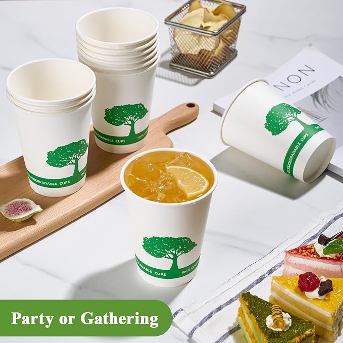 Vplus 270 Pack Compostable Paper Cups, 12 oz Paper Coffee Cups | Biodegradable - Image 5