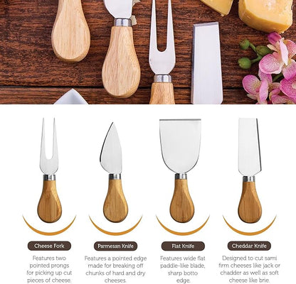 Charcuterie Boards Gift Set by Bambüsi - Large Bamboo Cheese Board for Serving, Entertaining, Cheese Platter for Kitchen, House Warming Gifts New Home, Wedding, Bridal Shower, Birthday Gifts for Women