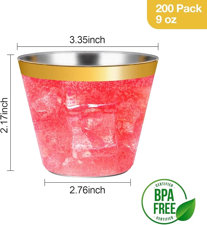 Goodluck 200PCS 9oz Gold Plastic Cups - Image 4