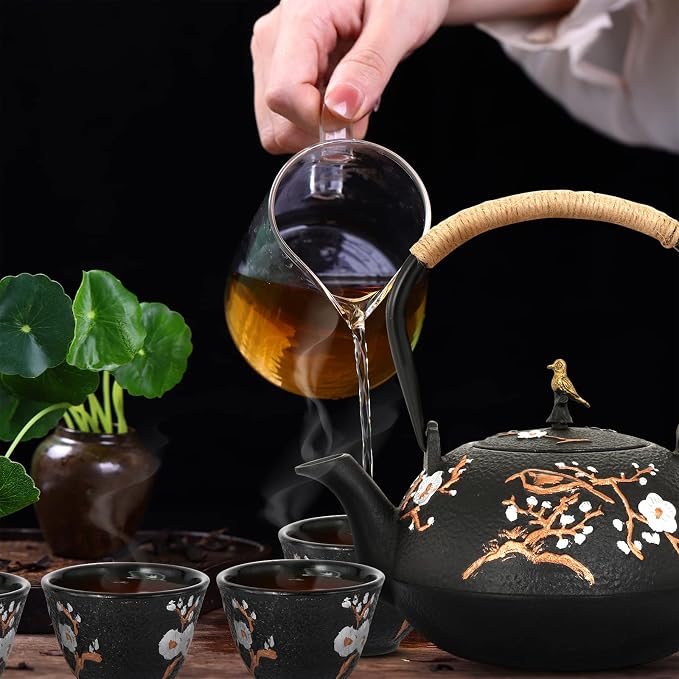 Dyna-Living Cast Iron Teapot 40.6oz Japanese Tea Kettle Set - Image 7