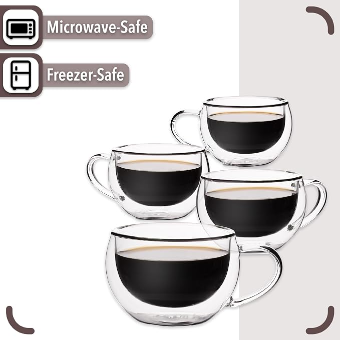 BTaT- Double Walled Espresso Cups, 6 oz, Double Wall Insulated Espresso Cups - Image 4