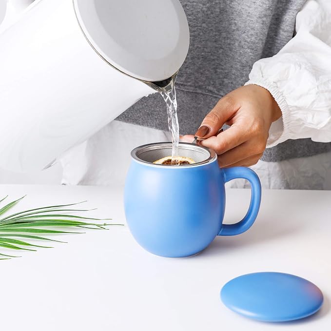 Yundu 12 OZ Matte Blue Ceramics Teacup - Image 5