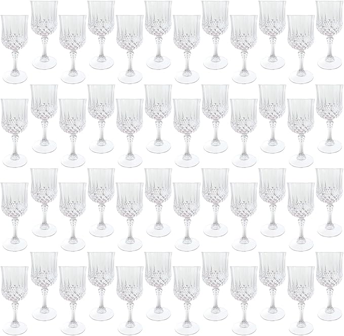 48Pack Plastic Wine Glasses, 7oz Vintage Goblets by LEYIQU