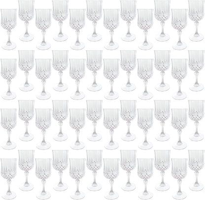 48Pack Plastic Wine Glasses, 7oz Vintage Goblets by LEYIQU