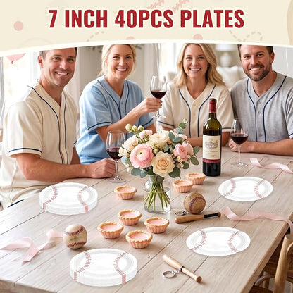 Baseball Paper Plates, 7 Inch, 40 Pack | Baseball Party Decorations Supplies - Image 3