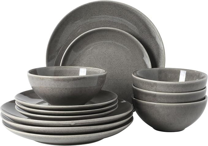Gibson Elite Castle Peak Plates and Bowls Set, 12-Piece Dinnerware Set by GibsonHomewares
