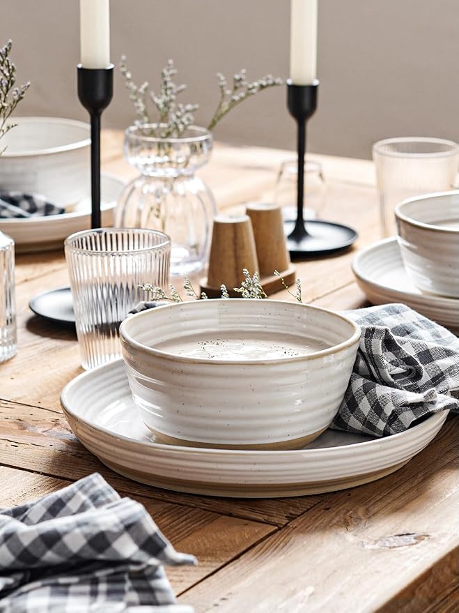 LE TAUCI Cereal Bowls Set of 4, Ceramic Soup Bowl 28 oz, Stoneware Kitchen Bowl - Image 2