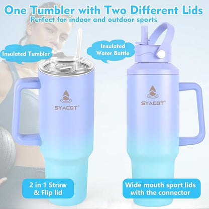 40 oz Tumbler with Handle and Straw or Convert to 40 oz Insulated Water Bottle - Image 2