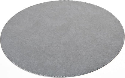 Nikalaz Oval Placemats Set (Pack of 4) Recycled Leather Table Mats 18 x 13 inches (45.7 x 33 centimetres), Kitchen Dining Table Decor by Nikalaz (Dirty Grey)