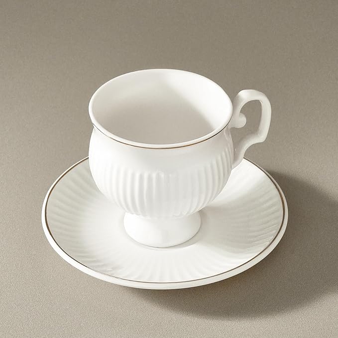 KARACA Malta 12-Piece Porcelain Espresso & Turkish Coffee Cup and Saucer Set - Image 4