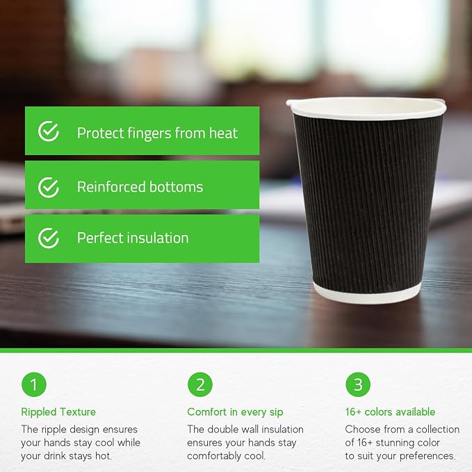 500-CT Disposable Black 12-OZ Hot Beverage Cups - Image 3